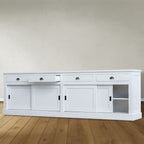 Sideboard Atlanta - 300x50x90H cm - 4 Soft-Close-Schubladen - 4 geschlossene Schiebetüren