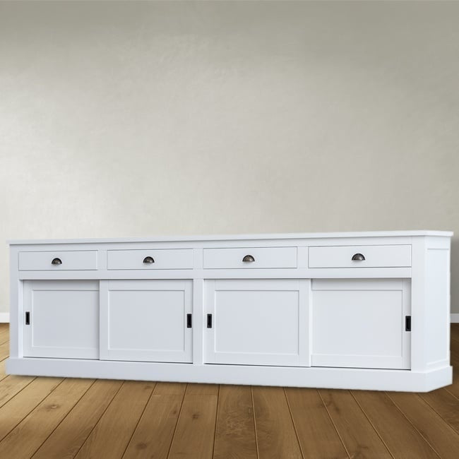 Sideboard Atlanta - 300x50x90H cm - 4 Soft-Close-Schubladen - 4 geschlossene Schiebetüren