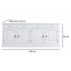 Brela Sideboard - 230x45x95H cm - 4 Schubladen - 4 Flügeltüren
