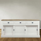 Sideboard Brooklyn 01 - 200x46x90H cm - mit Eichenplatte - 3 Soft-Close-Schubladen - 3 geschlossene Schiebetüren