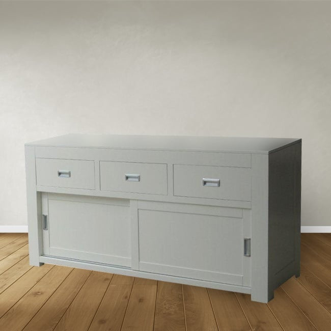 Sideboard Hawai 03 - 185x50x90H cm - schlankes Design - 3 Soft-Close-Schubladen - 2 Schiebetüren