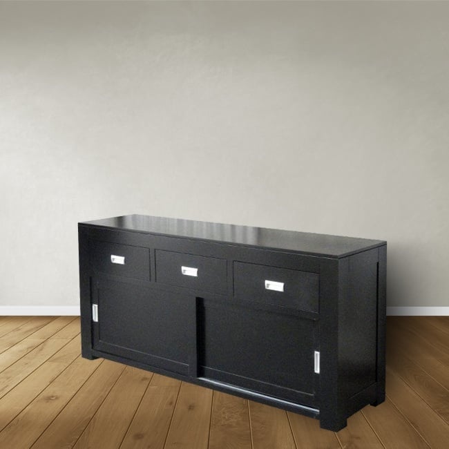 Sideboard Hawai 03 - 185x50x90H cm - schlankes Design - 3 Soft-Close-Schubladen - 2 Schiebetüren