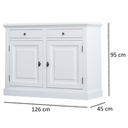 Sideboard Kroatien - 126x45x95H cm - 2 Schubladen - 2 Flügeltüren