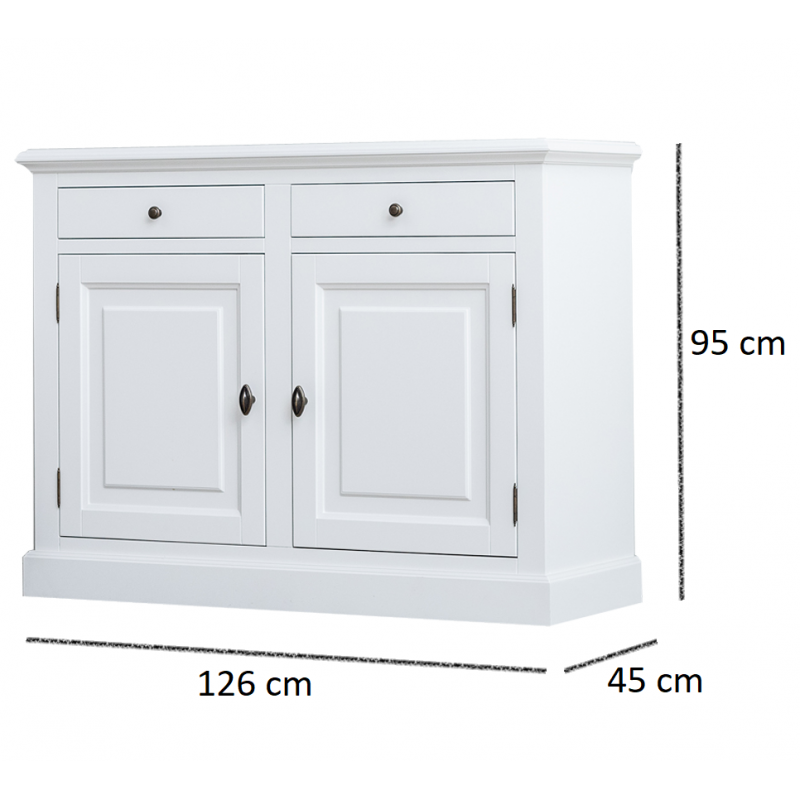 Sideboard Kroatien - 126x45x95H cm - 2 Schubladen - 2 Flügeltüren