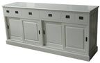 Sideboard Lin 03 - 200x50x90H cm - Platte wahlweise grau - 6 Schubladen - 4 geschlossene Schiebetüren