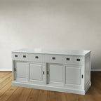 Sideboard Lin 03 - 200x50x90H cm - Platte wahlweise grau - 6 Schubladen - 4 geschlossene Schiebetüren