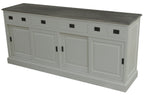 Sideboard Lin 03 - 200x50x90H cm - Platte wahlweise grau - 6 Schubladen - 4 geschlossene Schiebetüren