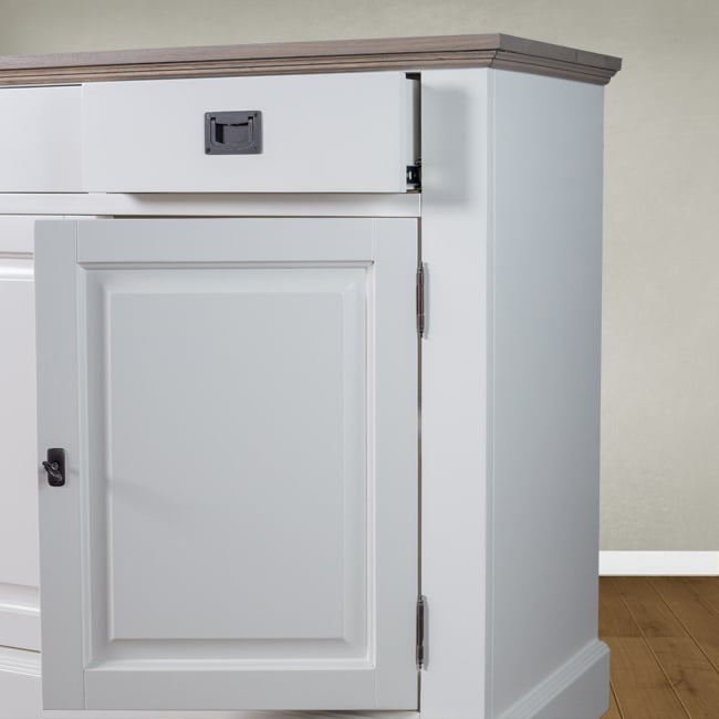 Sideboard Sara 03 - 200x46x90H cm - Eichenplatte - 4 Soft-Close-Schubladen - 4 geschlossene Flügeltüren