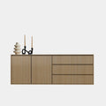 Sidney Sideboard - 220x45x80H cm - schlichtes Design - helle Eiche - 2 grifflose Türen - 3 grifflose Schubladen