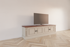 Antwerpen TV-Anrichte - 180x40x50H cm - Flügeltüren - mit Eichenplatte