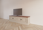 Antwerpen TV-Anrichte - 180x40x50H cm - Flügeltüren - mit Eichenplatte