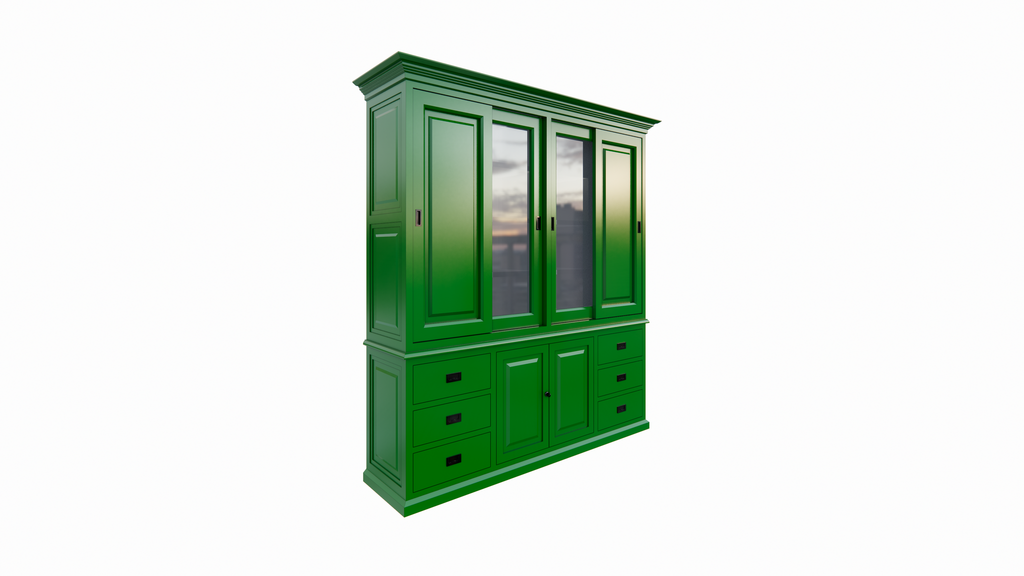 Buffetschrank Arizona - 200x50x230H cm - geschlossene und Vitrinenschiebetüren - 6 Soft-Close-Schubladen