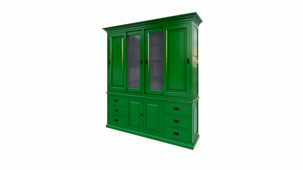 Buffetschrank Arizona - 200x50x230H cm - geschlossene und Vitrinenschiebetüren - 6 Soft-Close-Schubladen