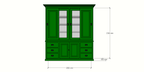Buffetschrank Arizona - 200x50x230H cm - geschlossene und Vitrinenschiebetüren - 6 Soft-Close-Schubladen