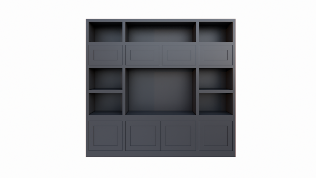 Atengo Fächerschrank - 250x45x230H cm - push-to-open Türen - offene Fächer
