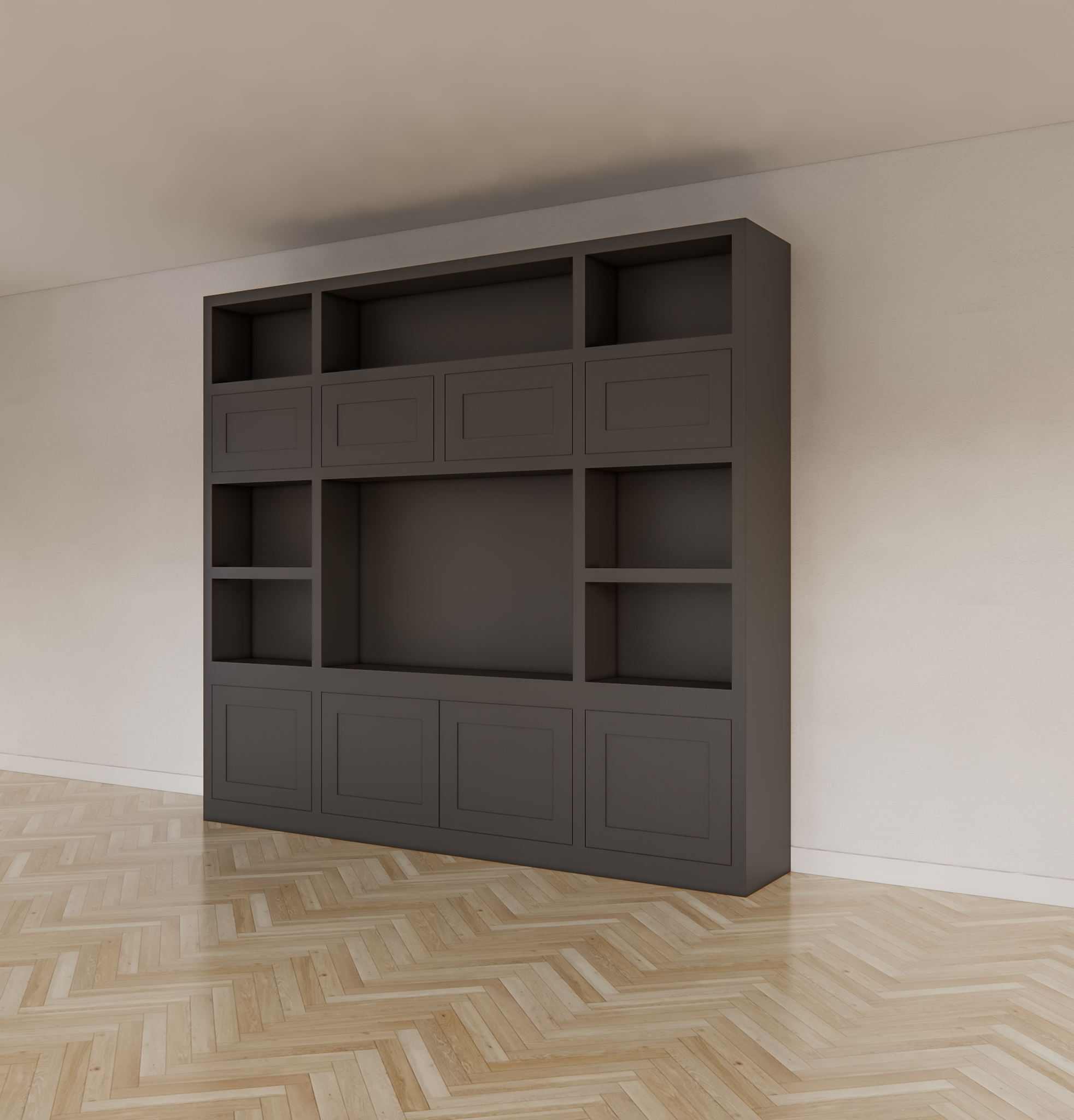 Atengo Fächerschrank - 250x45x230H cm - push-to-open Türen - offene Fächer