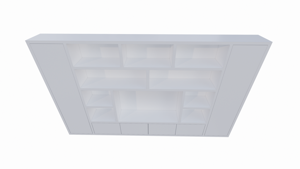 Kommode Austin - 400x40x240H cm - schlankes Design - geschlossene push-to-open Türen - offene Einlegeböden