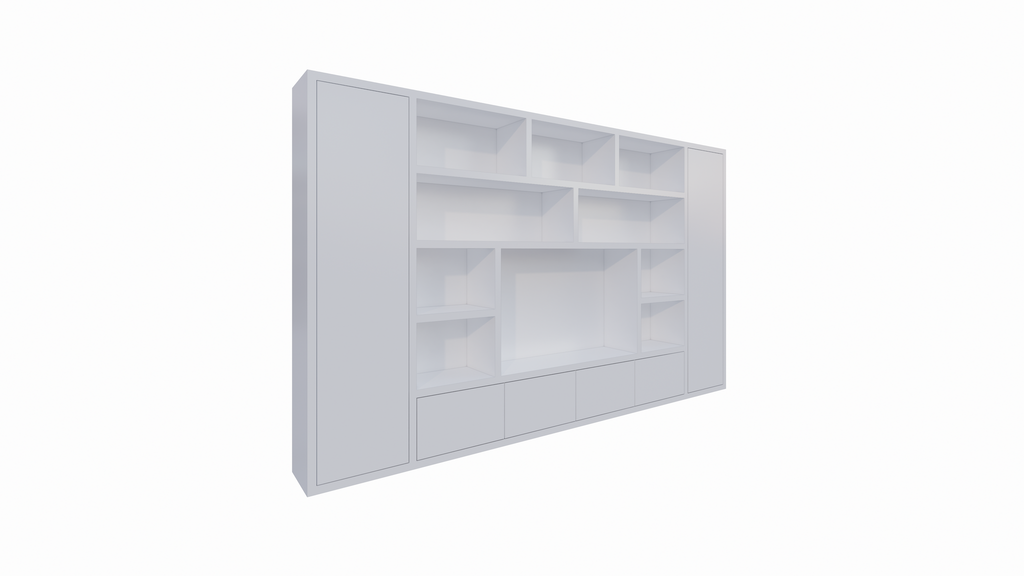 Kommode Austin - 400x40x240H cm - schlankes Design - geschlossene push-to-open Türen - offene Einlegeböden