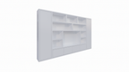 Kommode Austin - 400x40x240H cm - schlankes Design - geschlossene push-to-open Türen - offene Einlegeböden