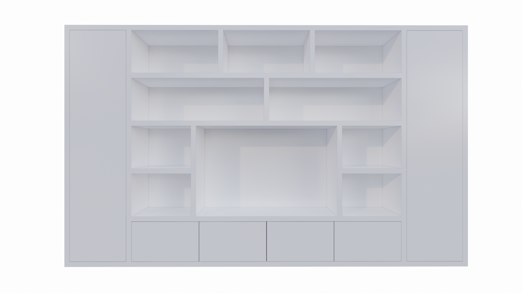 Kommode Austin - 400x40x240H cm - schlankes Design - geschlossene push-to-open Türen - offene Einlegeböden