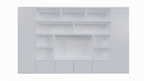 Kommode Austin - 400x40x240H cm - schlankes Design - geschlossene push-to-open Türen - offene Einlegeböden