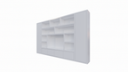 Kommode Austin - 400x40x240H cm - schlankes Design - geschlossene push-to-open Türen - offene Einlegeböden