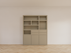 Avola Fachschrank - 180x35x220H cm - push-to-open Türen - 4 push-to-open Schubladen