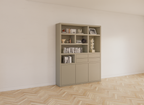 Avola Fachschrank - 180x35x220H cm - push-to-open Türen - 4 push-to-open Schubladen