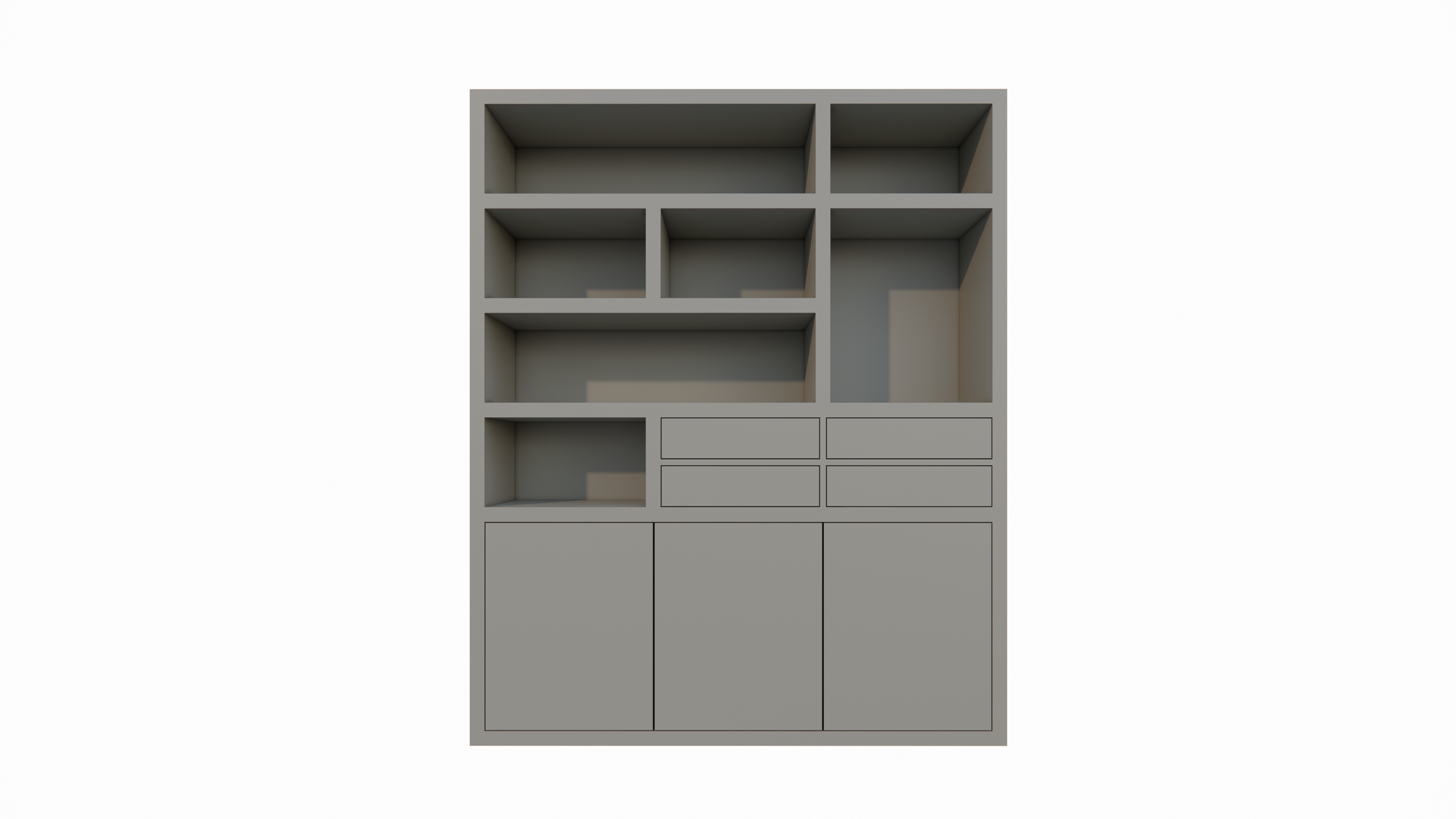 Avola Fachschrank - 180x35x220H cm - push-to-open Türen - 4 push-to-open Schubladen