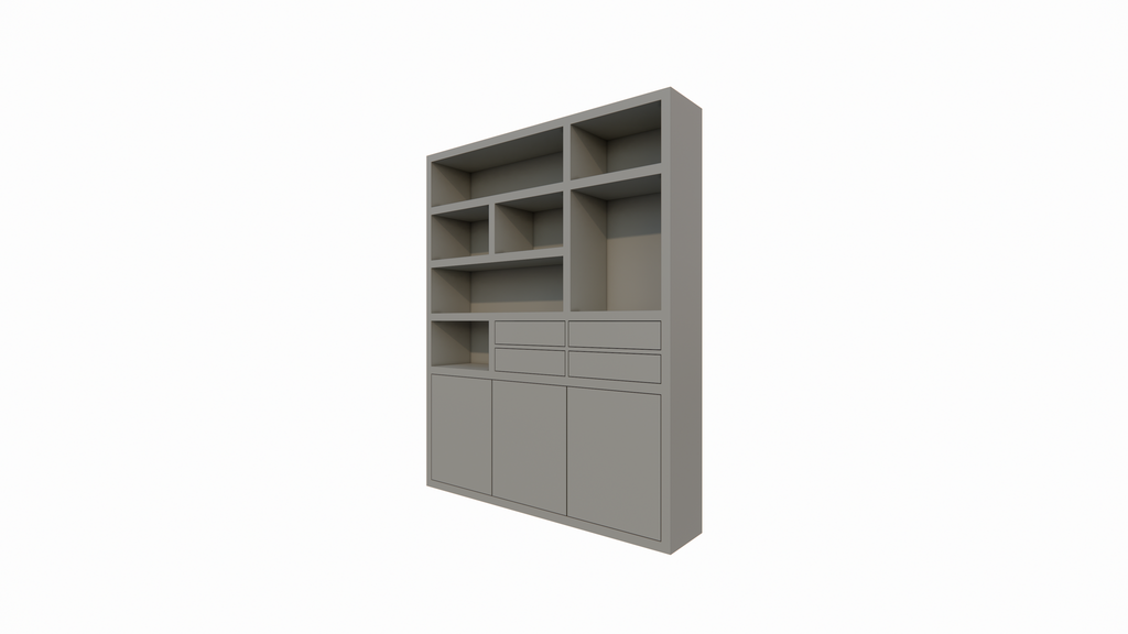 Avola Fachschrank - 180x35x220H cm - push-to-open Türen - 4 push-to-open Schubladen