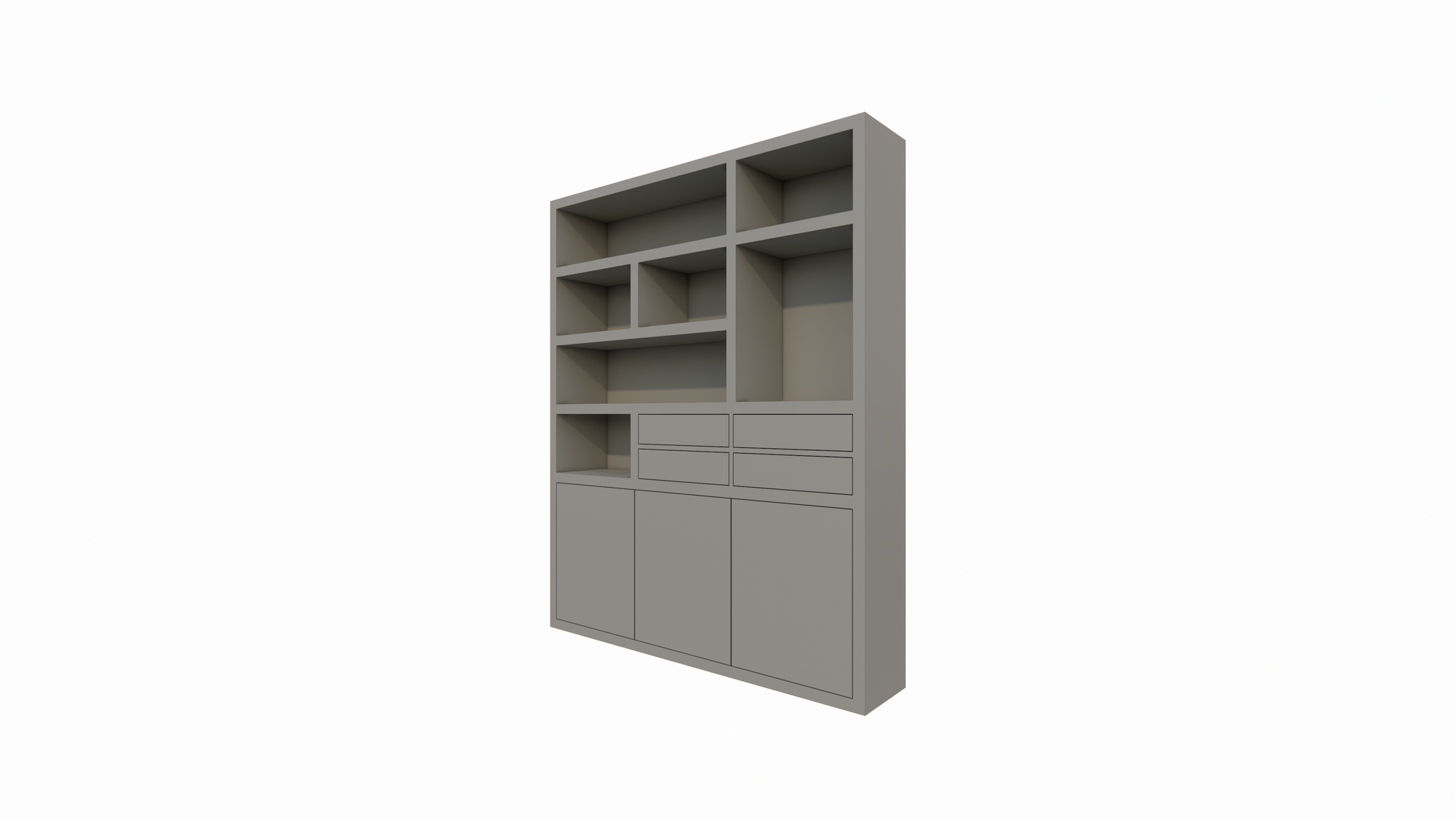 Avola Fachschrank - 180x35x220H cm - push-to-open Türen - 4 push-to-open Schubladen