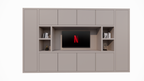TV-Fachschrank Bali - 350x40x210H cm - 10 push-to-open Türen - 5 offene Fächer