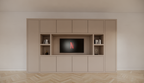 TV-Fachschrank Bali - 350x40x210H cm - 10 push-to-open Türen - 5 offene Fächer