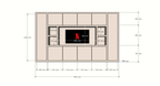 TV-Fachschrank Bali - 350x40x210H cm - 10 push-to-open Türen - 5 offene Fächer