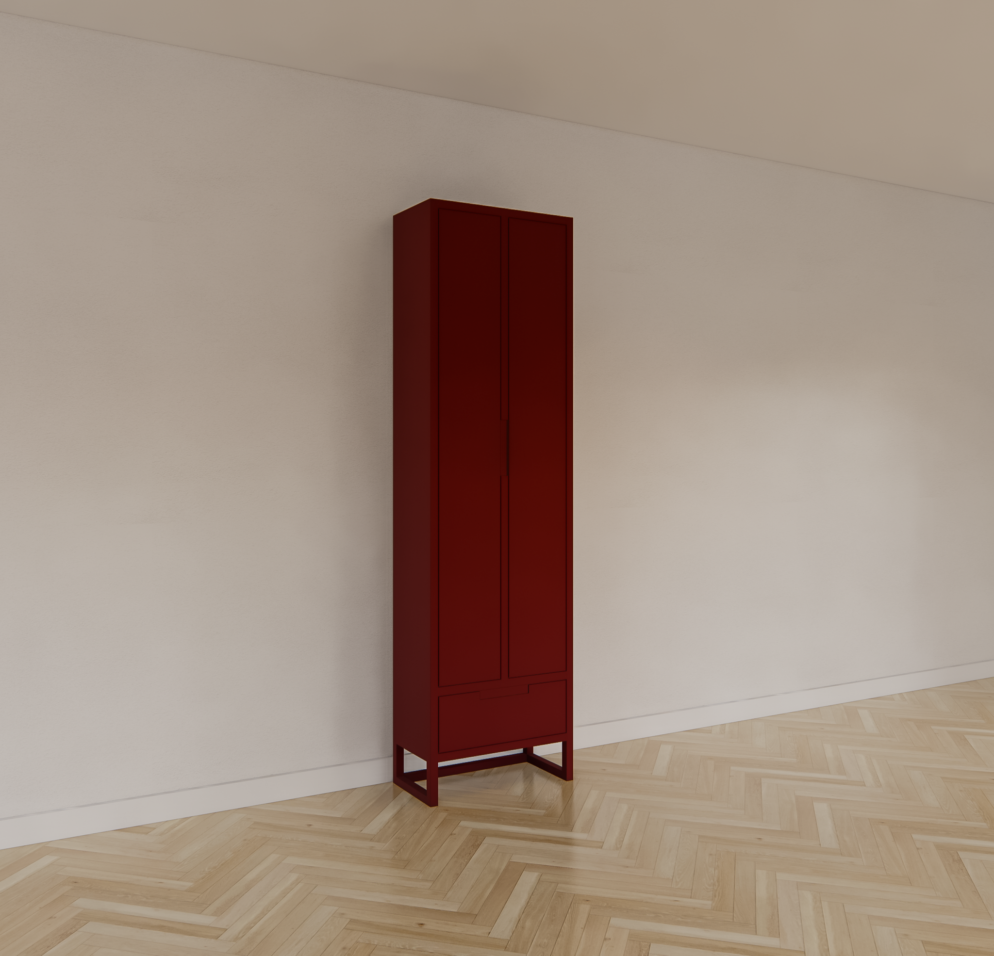 Bandon Schrank - 60x30x210H cm - auf Beinen - Soft-Close-Schublade