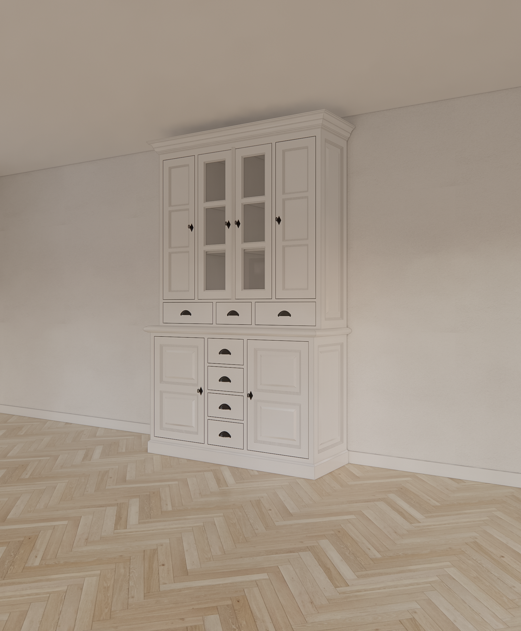 Buffetschrank Bangkok - 150x50x240H cm - 6 Türen - 7 Soft-Close-Schubladen - 2 Glastüren