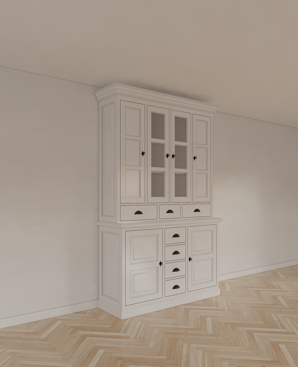 Buffetschrank Bangkok - 150x50x240H cm - 6 Türen - 7 Soft-Close-Schubladen - 2 Glastüren