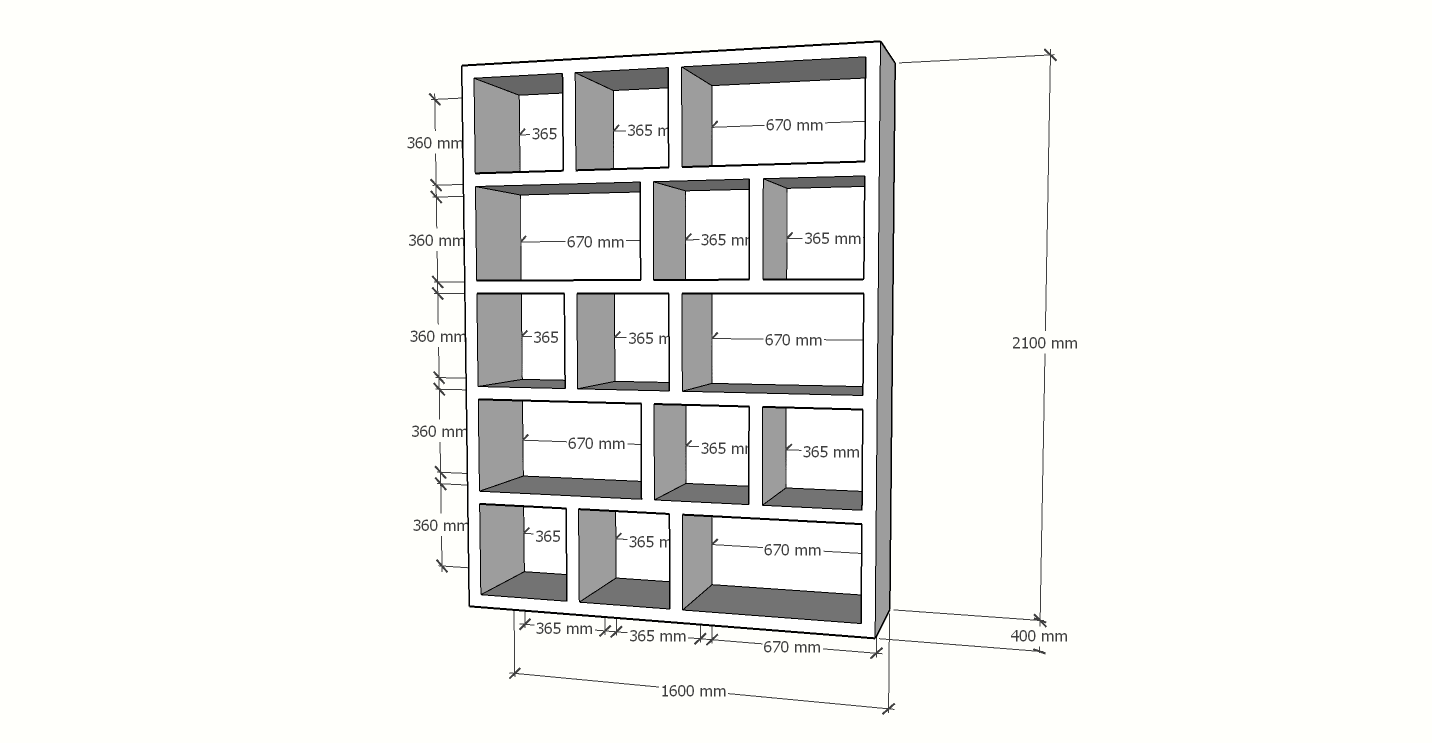 Regalelement Barbados - 160x40x210H cm - schlankes Design - 5 cm Regalstärke - offene Regale - Raumtrenner