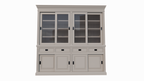 Buffetschrank Bari - 240x50x240H cm - mittlerer Rahmen aus Eiche - oberer Rahmen aus Eiche - 4 Schiebetüren in der Vitrine - 4 geschlossene Schiebetüren - 4 Schubladen mit Soft Close