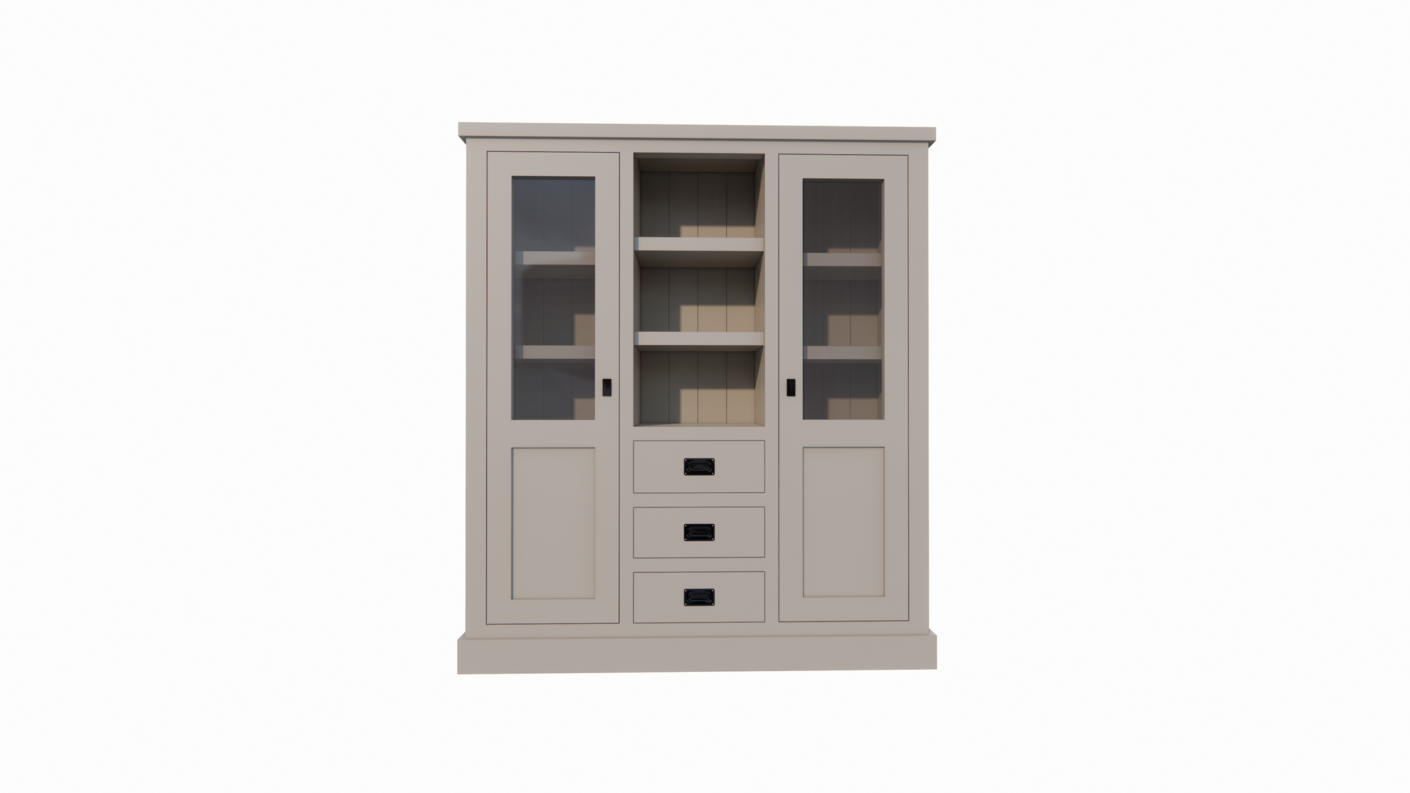 Buffetschrank Barletta - 140x48x160H cm - Dienstmädchenschrank - 2 Schranktüren - offener Mittelraum - 3 Soft-Close-Schubladen