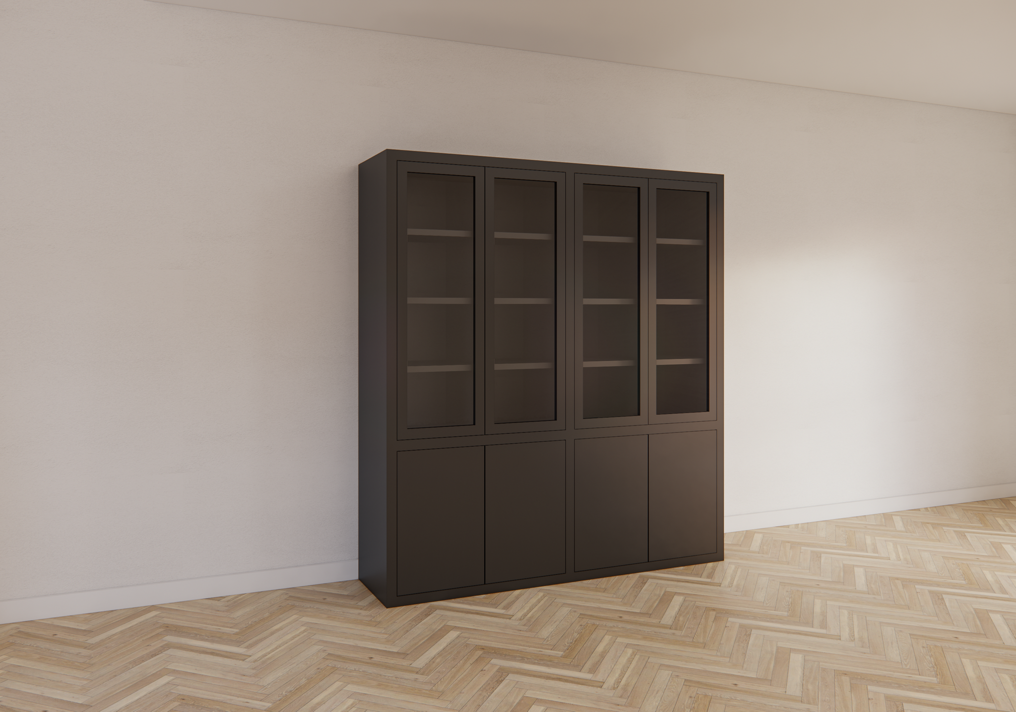 Bayonne Vitrine - 200x50x220H cm - Push-to-open Türen