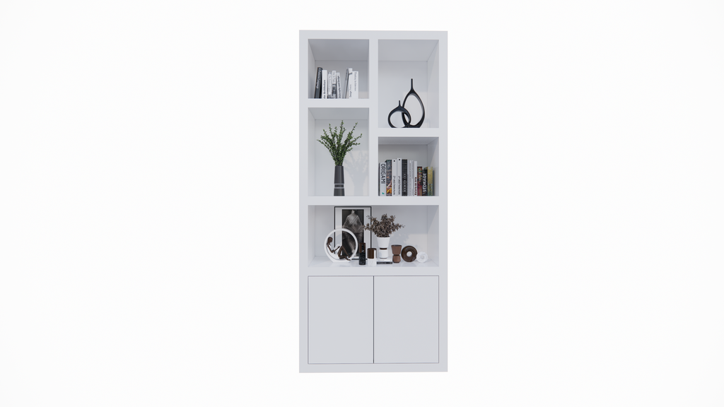 Fächerschrank Basel - 100x40x230H cm - 6cm Fachbodenstärke - 2 offene Türen - 5 offene Fächer