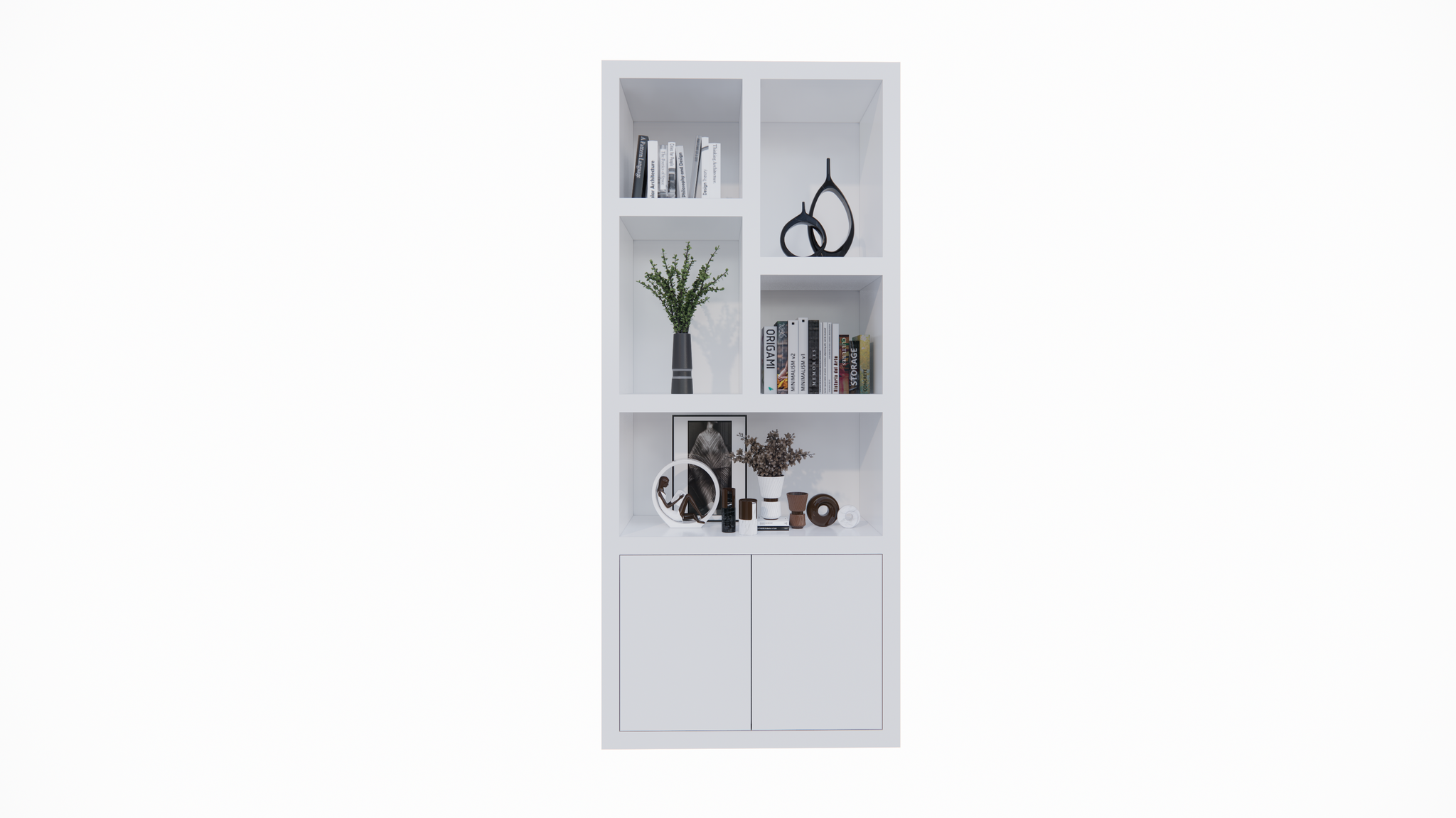 Fächerschrank Basel - 100x40x230H cm - 6cm Fachbodenstärke - 2 offene Türen - 5 offene Fächer