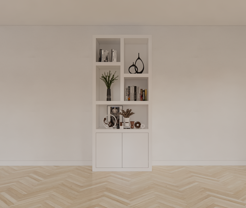 Fächerschrank Basel - 100x40x230H cm - 6cm Fachbodenstärke - 2 offene Türen - 5 offene Fächer
