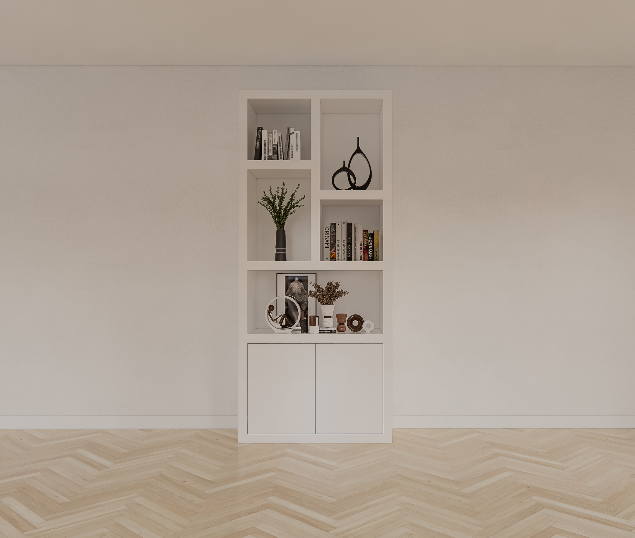 Fächerschrank Basel - 100x40x230H cm - 6cm Fachbodenstärke - 2 offene Türen - 5 offene Fächer