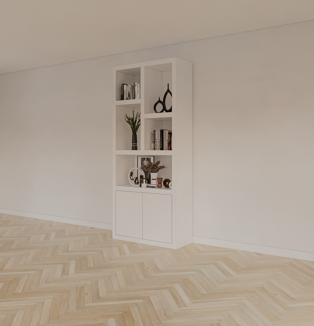 Fächerschrank Basel - 100x40x230H cm - 6cm Fachbodenstärke - 2 offene Türen - 5 offene Fächer