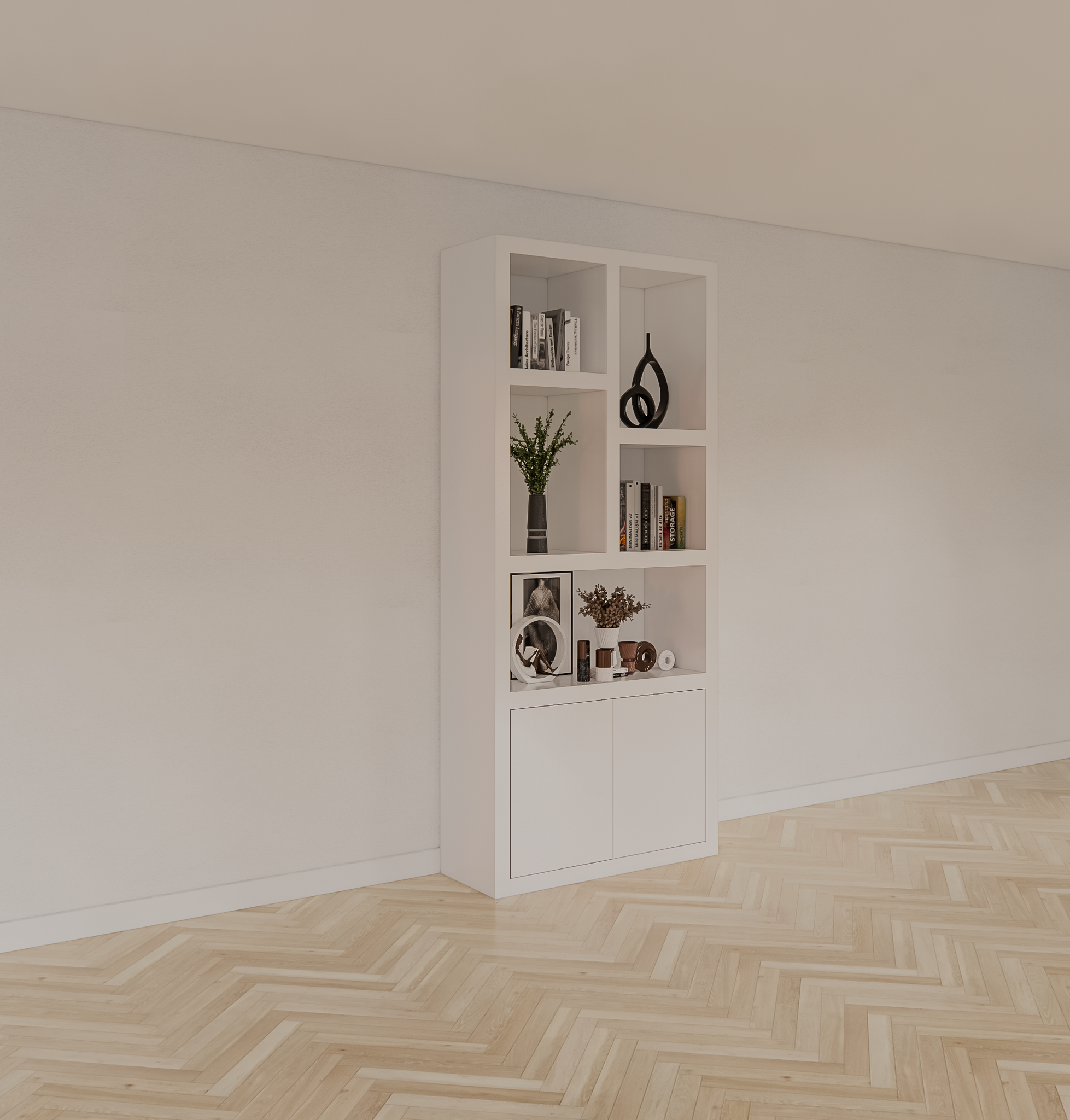 Fächerschrank Basel - 100x40x230H cm - 6cm Fachbodenstärke - 2 offene Türen - 5 offene Fächer