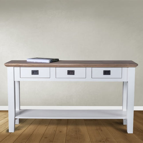 Beistelltisch Sara 16 - 140x40x77H cm - Eichenplatte - 3 Schubladen - 1 Ablage