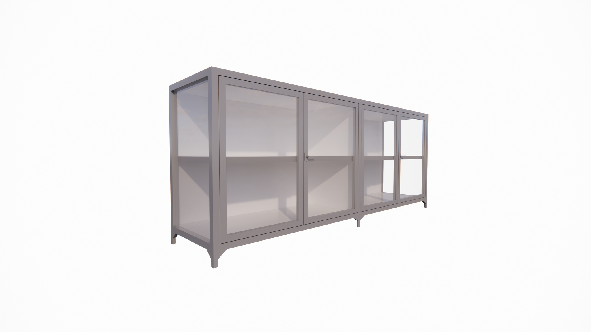 Sideboard/Theke Belo - 200x45x80H cm - 4 Flügeltüren - Ganzglas