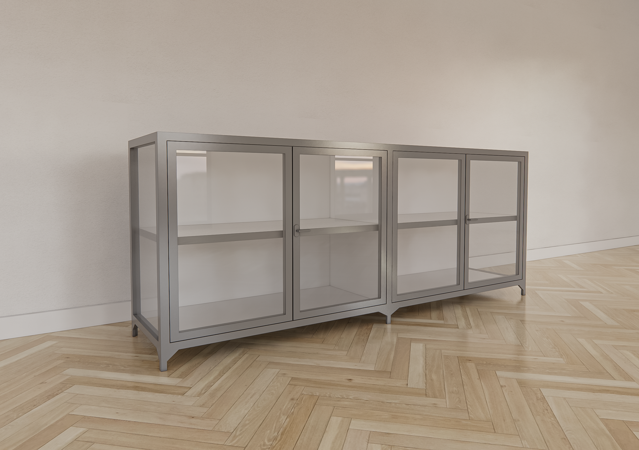 Sideboard/Theke Belo - 200x45x80H cm - 4 Flügeltüren - Ganzglas